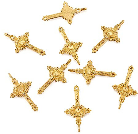 Craftdady 20 Stück Kruzifix-Anhänger, tibanischer Stil, große Metalllegierung, 50 mm, für Osterschmuck, Rosenkranz, Perlenkette, Metall