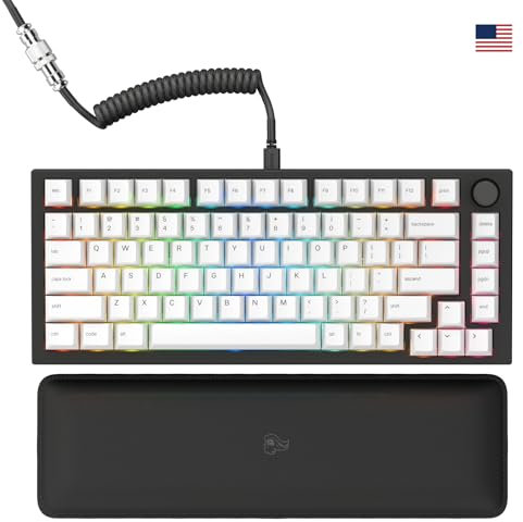 Glorious Gaming GMMK PRO 75% - Tastiera da gaming mecc.a modulare, TKL, struttura da 1,5 kg, personalizzabile, cavo a spirale, poggiapolsi, tasti in PBT bianchi, RGB, layout QWERTY americano - Nero