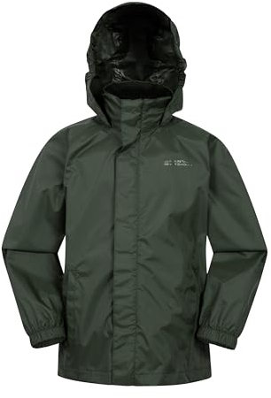 Mountain Warehouse Pakka Kids Waterproof Jacket - Wind Resistant, Lightweight,Breathable Rain Coat for Girls & Boys, Packaway Bag - For Rain, Autumn, Winter Khaki Teen Size 13 Years