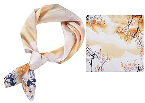 FAIRYGATE Seidenschal Damen Seidentuch Haare Bandana Halstuch Platz Seidentuch Drucken Tuch Schal Kopftuch Seide Multifunktion 31013