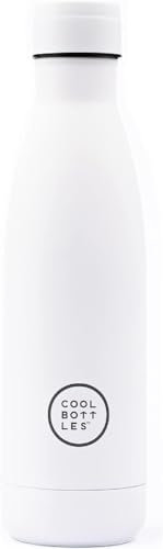 Cool Bottles - Botella de Agua de Acero Inoxidable - 750 ml ml - Mono White - 30,5 x 7 cm - Botella Térmica Hermética - Triple-Cool Technology - Libre de BPA
