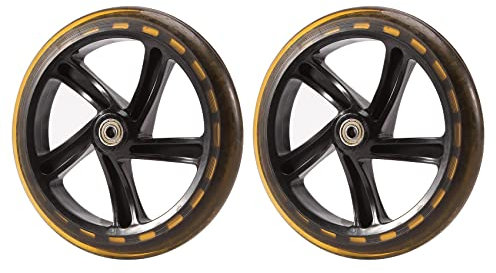 POOSR 2 StüCk Rollerrad 200 Mm Pu RadstäRke 30 Mm Abec-7 Kugellager RollerzubehöR,Transparent Schwarz