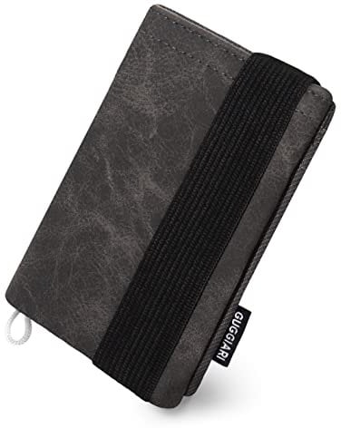 GUGGIARI® Schlankes Portemonnaie für Herren aus PU Leder mit RFID-Schutz, Geldbeutel für Kreditkarten, Brieftasche mit Schlüsselbund und elastischem Verschluss, Geldbörse (Charcoal)