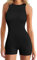 KOEMCY Jumpsuit Damen Sexy Ärmellose Einteiler One Piece Nahtloser Stretch Romper Sport Workout Yoga Playsuit (Schwarz,S)
