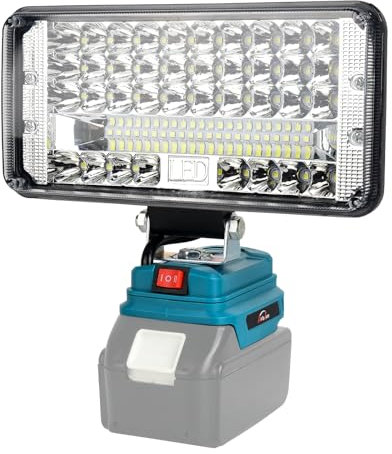 AUTOJARE Akku Lampe für Makita 18V 90W Kabellose Led Arbeitsleuchte Akku 7500LM Tragbares Flutlichter 2 Helligkeitseinstellungen Baustellen Lampe mit 2 USB-Aufladung (kein Akku)