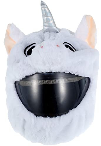 Fyeme Cubierta de tela de felpa para casco de moto, funda de franela divertida para casco de moto, para proteger contra el polvo, golpes y arañazos, para decoración de cascos de moto (unicornio)