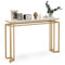 COSTWAY Console Table, 120cm Long Faux Marble Slim Entryway Table Sofa Side Table, Geometric Metal Frame Narrow Behind Couch Accent Table for Hallway, Foyer and Living Room, White+Gold