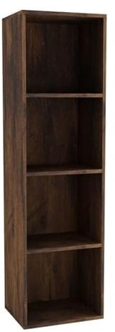 URBNLIVING Tier Wooden Bookcase Shelving Display Storage Shelf Unit Wood Shelves (Rustic Brown, 4 Shelf)