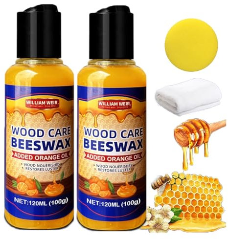 Natürliches Bienenwachs-Orangenöl-Holz-Conditioner, Bienenwachspolitur für Holz, natürliches mikromolekularisiertes Bienenwachs, Bienenwachs-Spray für Böden und Möbel (2 Stück)