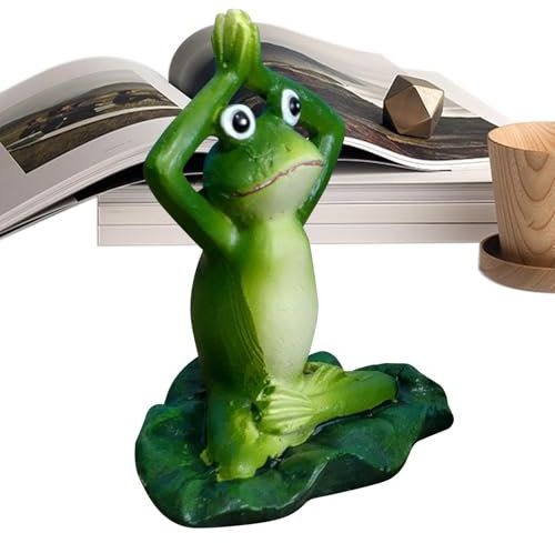 Yoga-Frosch-Statue – Kunstharz-Tier-Skulptur, Yoga-Tier-Ornament für Balkon, Schreibtisch, Bücherregal, Ornament, Hofdekoration