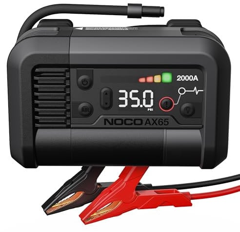 NOCO Boost Air AX65: Avviatore di Emergenza da 2000A con Compressore d’Aria da 22A e 100 PSI - Per Motori Benzina fino a 8,0L e Diesel fino a 6,0L - Gonfia gli Pneumatici da 0 a 40 PSI in 2,0 Minuti