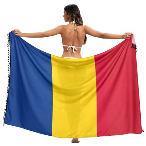 Damen-Sarongs mit Russland-Flagge, für Badeanzüge, Quasten-Sarong-Wickeltuch, Strand-Sarong-Abdeckung für Frauen, Sommerurlaub-Essentials, Flagge Rumäniens, Large