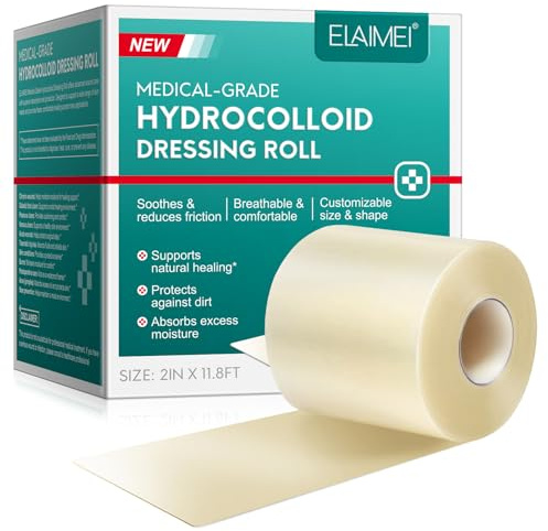 Hydrokolloid Pflaster Rolle (5 cm x 3,6 m), Selbstklebend, ultra absorbierend und wasserdicht - maßgeschneiderte DIY-Dressing für Blasen, Verbrennungen, Akne - Gel-Bandage-Tape, Hydrokolloid-Bandage-R