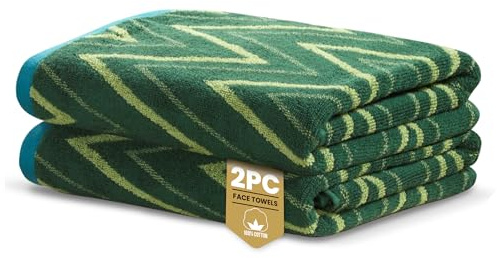 Rapport Home Helix Face Towels 2 Pack, 30x30cm 100% Cotton - Moss Green