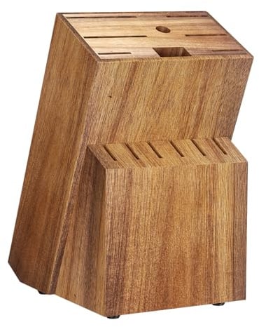 Dyaucwpo Ceppo Coltelli da Cucina, Ceppo in Legno Con 14 Scomparti, Affilacoltelli e Forbici Incluso, Porta Coltelli Cucina, Blocco Portacoltelli Senza Coltello, Base Antiscivolo, Universale, Pino