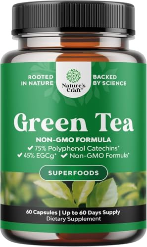 Green Tea Extract Capsules - Metabolism Support for Women & Men - 60 Ct