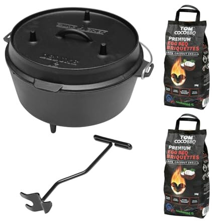 camp chef KS0861 Camp Chef Deluxe Dutch Oven DO-12 + TOM COCO Grill-Kokoskohlebriketts 2er-Pack