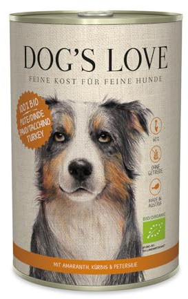 Dog's Love Hundefutter Nassfutter Bio Pute mit Amaranth, Kürbis & Petersilie (1 x 400g)