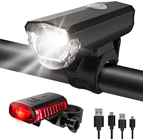 ITSHINY Fahrradlicht - Fahrradlicht USB Aufladbar, StVZO Zulassung Fahrradlampe Aus Aluminium LED, Fahrradbeleuchtung Set Wasserdicht 2 Licht-Modi Frontlicht und Rücklicht Set (Schwarz)