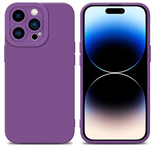 Cadorabo Hülle kompatibel mit Apple iPhone 14 PRO MAX Schutzhülle TPU Silikon Case Liquid Design mit Kameraschutz Slim Kratzfest Weiche Gummi mit Rundumschutz Case Hülle für iPhone 14 PRO MAX in Lila
