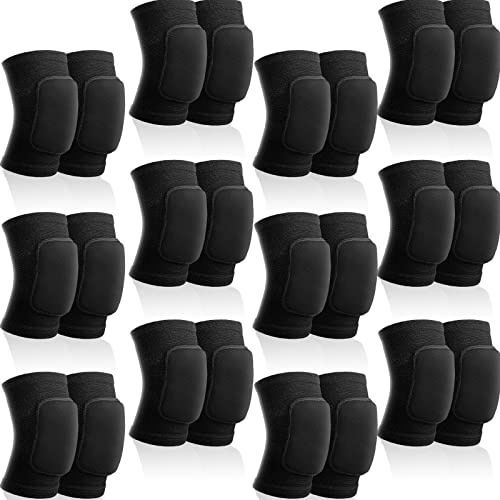 Lenwen 12 Pairs Volleyball Knee Pads Soft Breathable, Medium, Black