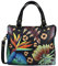 Anna by Anuschka Damen Twin Zippered Crossbody Umhängetasche mit Zwei Reißverschlüssen, Tropical Dreams Black
