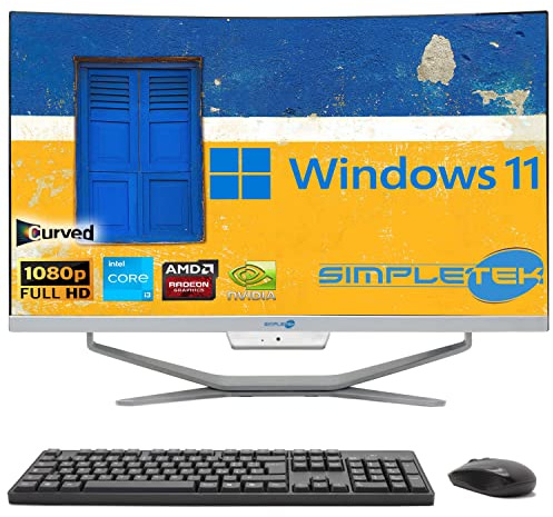 SIMPLETEK - PC All in One Curved Display 24 Core i3 Video Card RX550 4GB Windows 11 | 16GB RAM SSD 960GB | Work, Gaming