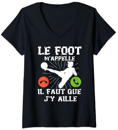 Femme Le Foot M'Apelle Foot Humour Foot Maillot Cadeau Footballeur T-Shirt avec Col en V