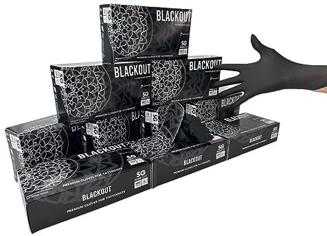 STUDIO GLOVE - Blackout (S) 1000 Disposable Latex and Powder Free Premium 4.8g Black Nitrile Gloves | Aesthetics | Tattoo | Beauty | Salons | Catering | Mechanics