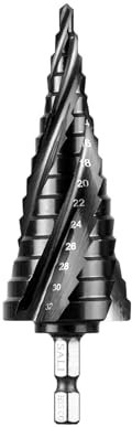 SALI M35 Hss Step Drill 4-32mm Four Spiral Flute Cobalt Step Drill Bit 1/4 Hex Shank Step Drill Bit for Metal, Stainless Steel, Aluminum, Wood, Plastic