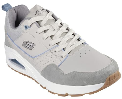 Skechers Men's Uno Retro One Sneaker, Natural Leather and Suede/Duraleather/Mes, 10.5 UK