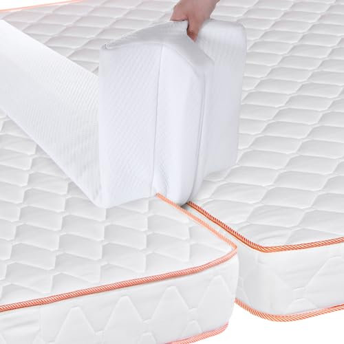 HOMBYS Doppel- zu Kingsize-Bett-Konverter-Set, Bettbrücke mit abnehmbarem Bezug, stützender Schaumstoff-Spaltfüller für verstellbares Bett, Matratzenbrücke, Bettverbinder für Übernachtung,