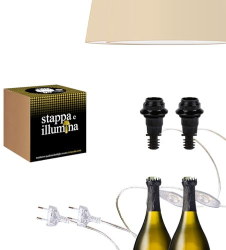 Stappa e illumina Standard E14 x2 | Verwandelt Flaschen in Lampen in 30 Sekunden Flaschen mit einem Loch von 15 bis 22 mm, Magnum-Flaschen mit E14-Lampenfassung für Flasche - für Lampen-Set (2 Stück