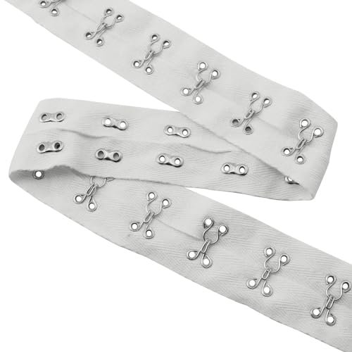 XGNG 1 rotolo di nastro di cotone bianco spaziatura 2,7 m coppia di ganci e occhielli per reggiseni, abiti, costumi da sposa, cucito, trapuntatura, corsetto
