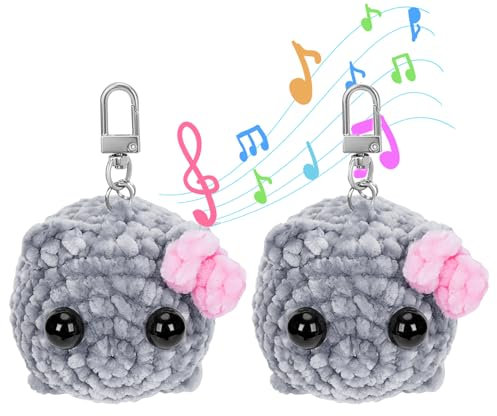 Asslye Sad Hamster Meme Tiktok - Trauriger Hamster Schlüsselanhänger mit Violine Sound, Handgestrickte Sad Hamster Kuscheltier Anti-stress Mutmacher Geschenk für Freunde Partner (Grau 2stk)