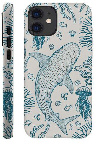 DAIZAG Case Compatible with for iPhone 12,Whale Shark Ocean Coral Reefs Jellyfish Phone Case for iPhone 12 for Girl Women Boy Men