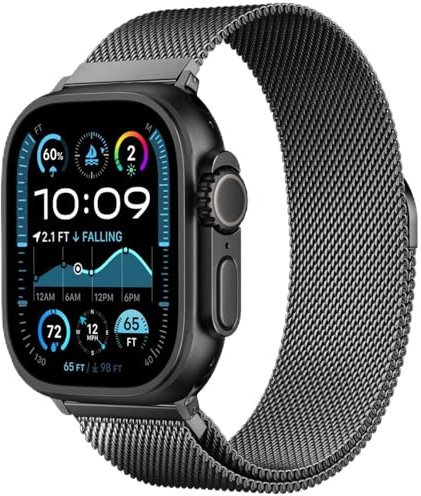 JJii Sung Original Mental Milanese Loop Compatible with Apple Watch Straps 49mm 46mm 45mm 44mm 42mm 41mm 40mm 38mm, Men & Women Magnetic Strap for iWatch Ultra 2/Ultra, SE, Series 10 9 8 7 6 5 4 3 2 1