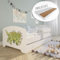 Kids Collective Kinderbett 80x160 cm mit Matratze und Schublade, Rausfallschutz & Lattenrost in weiß mit Dinosaurier Motiv II Komplettbett Jugendbett Einzelbett Holz