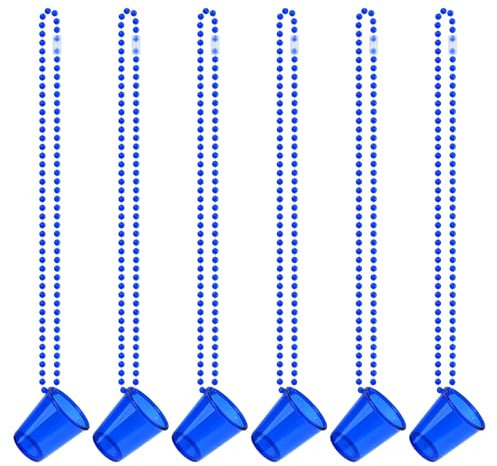 Bekecidi 6 Pcs Shot Glasses with Necklaces, Hen Party Mini Plastic Cups with Necklace on Beaded Reusable Cute Cups for Bachelorette Decorations Theme Party Supplies (Blue+Rose Red+Purple)