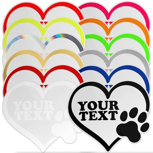 Adesivo Personalizzabile Cuore con Impronta Cane/Gatto – Vinile Resistente per Auto, Muro, Laptop – Testo a Scelta – Impermeabile, Vari Colori e Misure (cm 25)