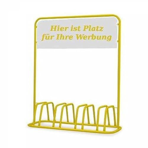 Nischenmarkt 4er Werbe-Fahrradständer mit Werbeschild/Fahrradhalter + Werbetafel (gelb)