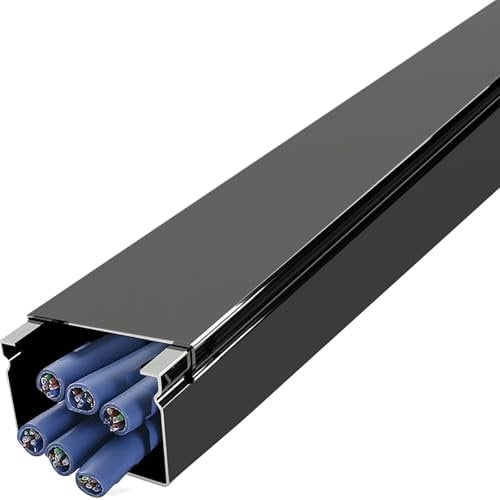 HDYZJQ cable trunking Square Cable Channels to Hide Wires, Indoor Outdoor Black Silver Cable Raceway On-wall Cord Cover, Stainless Steel Ethernet Trunking Sleeve(Black,100x50mm-Hold 100 wire)