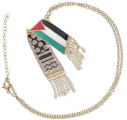 OUNONA Halskette Mit Palästina-flaggenanhänger Metallkette Für Männer Und Frauen Halskette Mit Charm Für Reisebegeisterte Originelle Flaggenkette Schlichtes Design