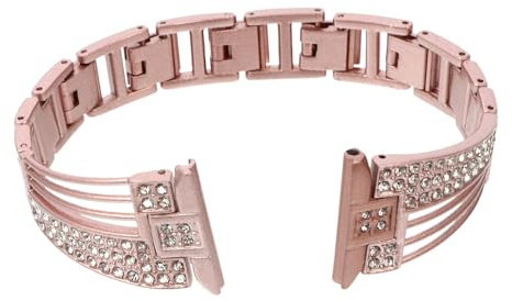 HOMOCONO Edelstahl Schmuckstein Uhrenarmband mit Strass Kompatibel mit Fitbit Verstellbares Metallarmband für Damen Funkelndes Smartwatch Zubehör
