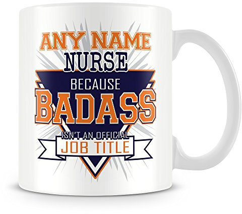MUGGZ Nurse Mug - Badass Personalised Cup - Customise with Name - Orange