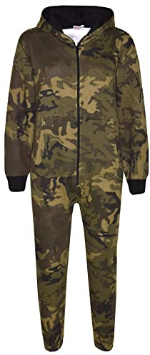 A2Z 4 Kids Children Plain Camouflage Jumpsuit Super Soft - Plain Onesie Camo Green 2-3
