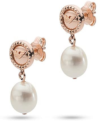 Emporio Armani Damen Ohrringe aus Edelstahl oder Halbedelsteinen mit Push-Back-Verschluss, Korallenrosa