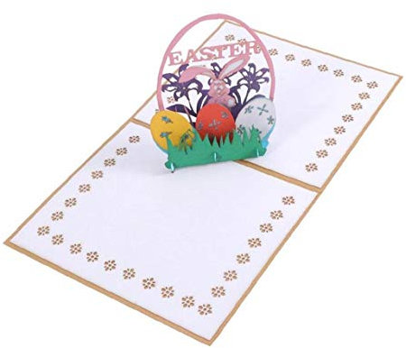 1pc Ostern-karte 3d Osterhasen Und Eier Blumen Ausschnitte Pop Up Osterkarten Handmade Grußkarten Feiertags-geschenk Für Ostern