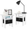 Furinno Andrey Side Table, Nightstand with Bin Drawer, White/Black, Set of 2