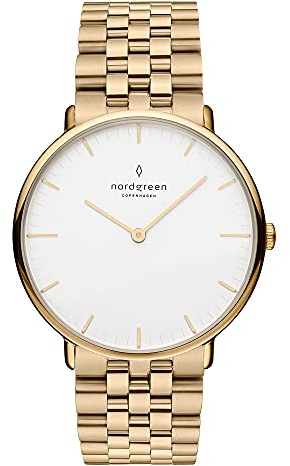 Nordgreen skandinavische Designuhr - analoges Quarzwerk, weißes Zifferblatt, austauschbare Leder/Mesh-Armbänder, stilvolle Armbanduhr, Unisex, wasserbeständig, modern, Modell Native